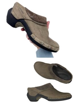 MERRELL "Luxe Wrap" Genuine Oiled Nubuck Leather Studded Clogs